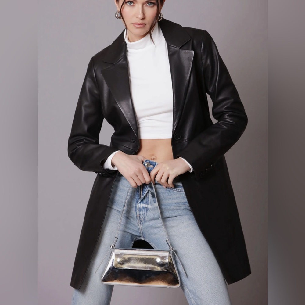 Avec Les Filles Longline Leather Coat
